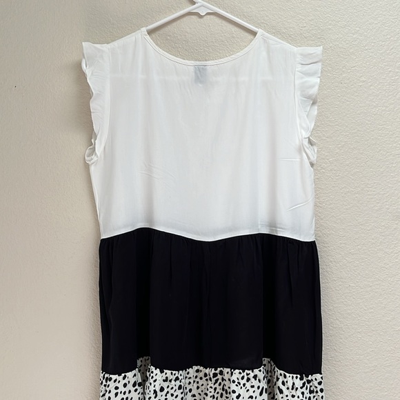 SHEIN White/Black Colorblock Leopard Patchwork Doll Dress, Size Small, Cowgirl - Picture 8 of 13